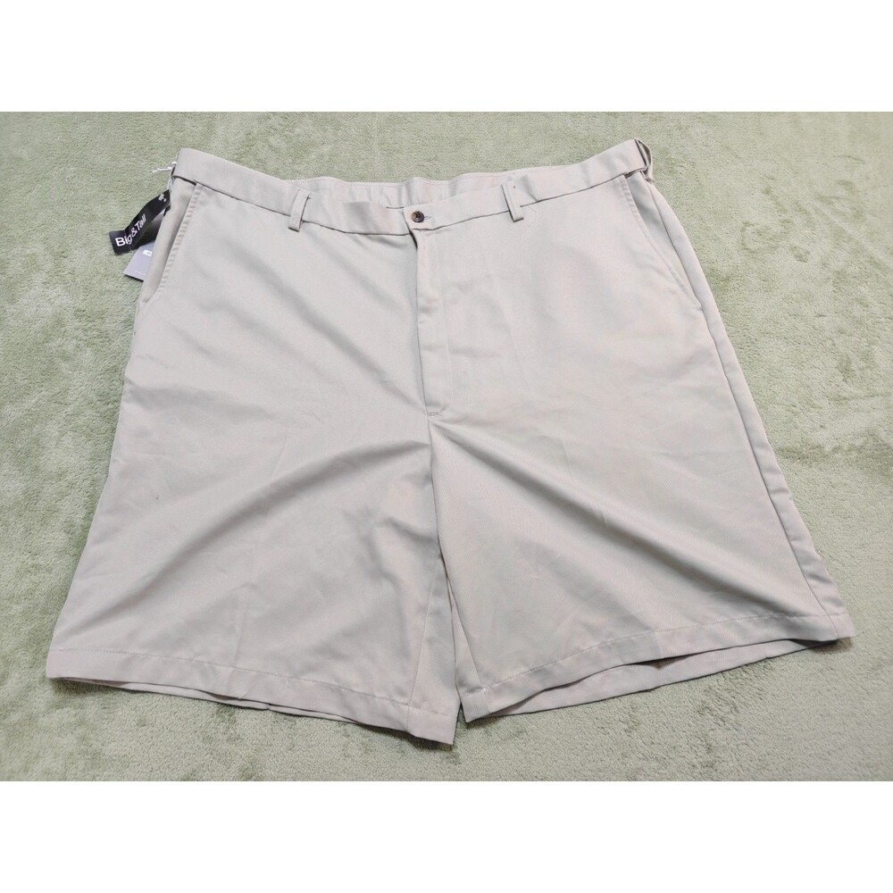 Haggar Mens Size 46 Big & Tall Casual Chino Shorts Tan Khaki Flat Front NWT New